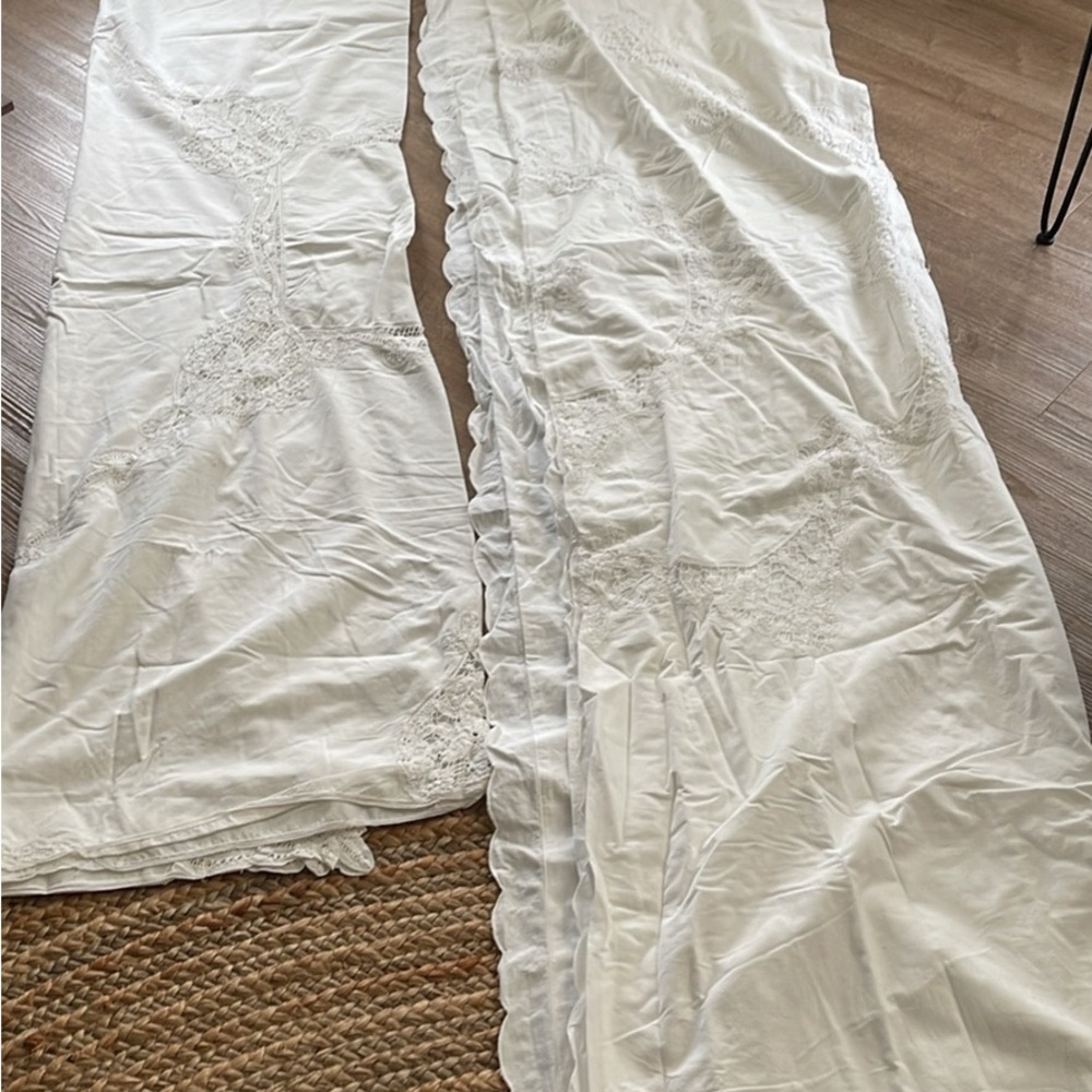 Luxurious White Lace Duvet Cover and matching shower curtain